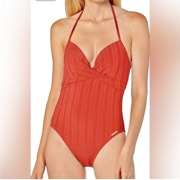 Vince Camuto Cruise One Piece Swimsuit Orange size 8 NWOT - Picture 1 of 9